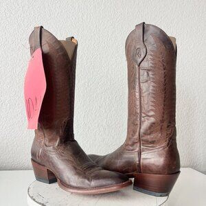 Rod Patrick Mens Cowboy Boots 10 AA Brown Calf Leather French Toe 13" Tall Shaft